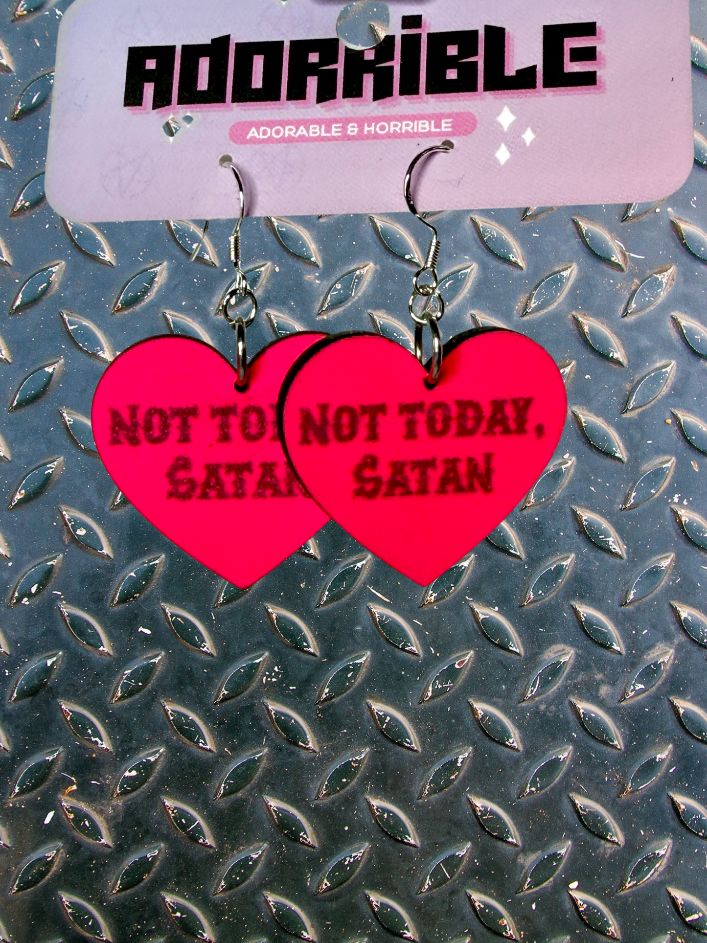 Not Today Satan Heart Earrings