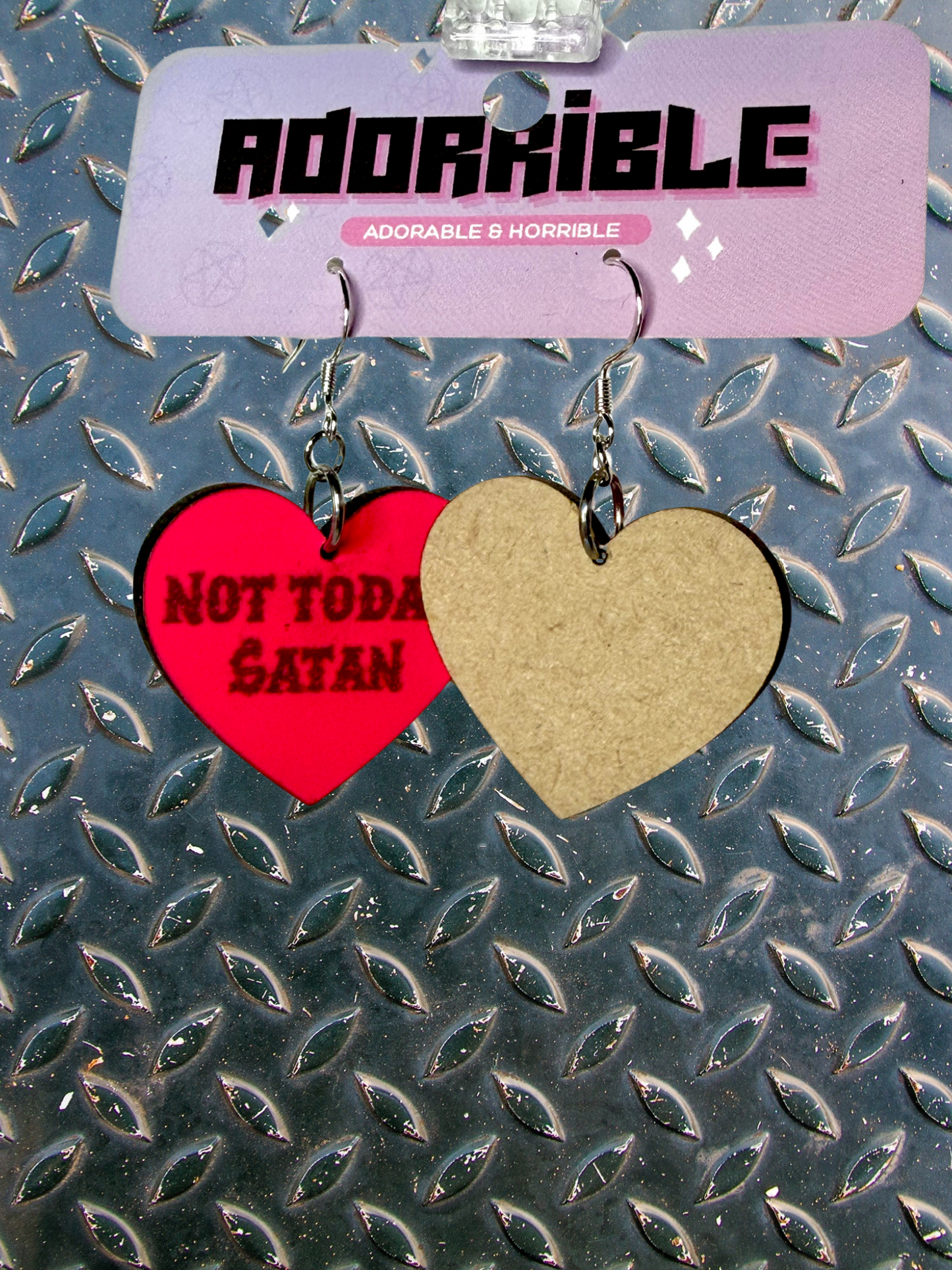 Not Today Satan Heart Earrings