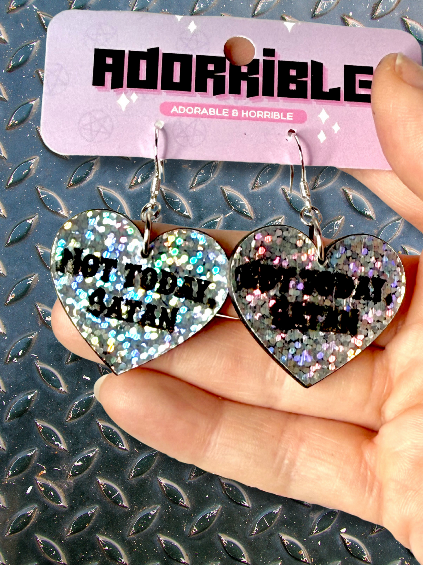 Not Today Satan Heart Earrings