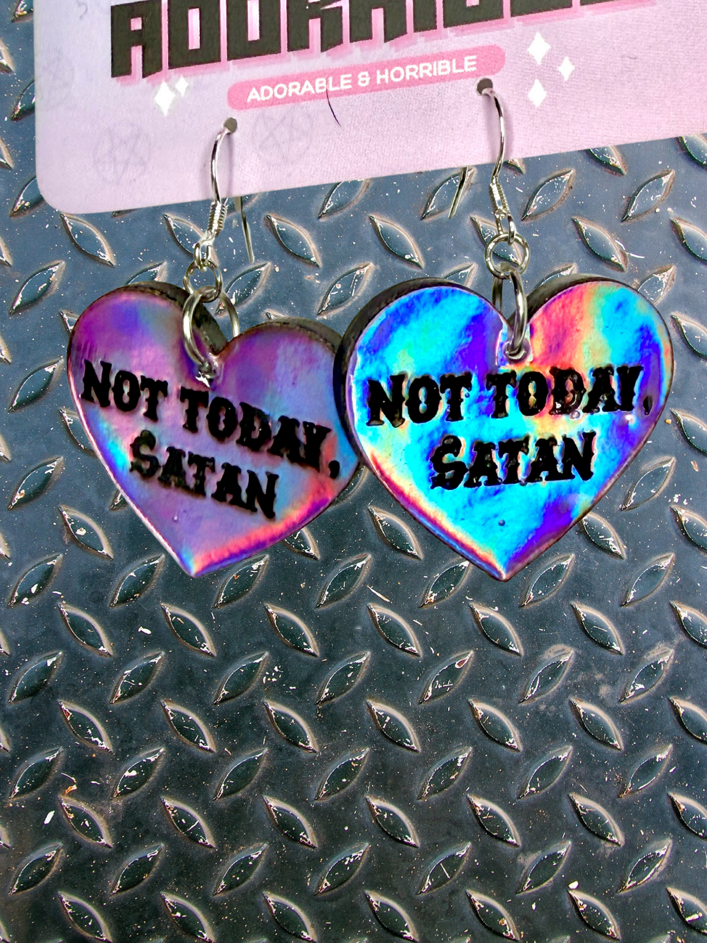 Not Today Satan Heart Earrings