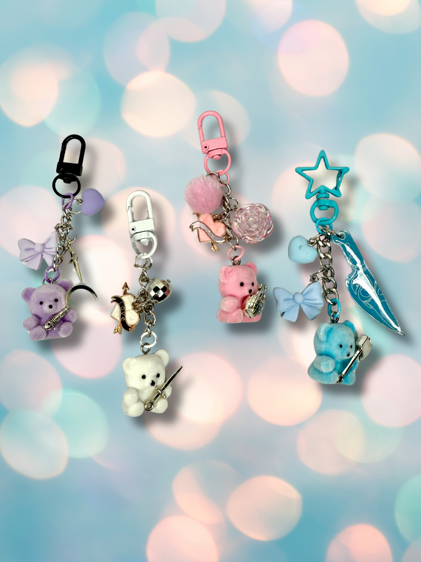 Murder Bears Kawaii Teddy Bears with Weapons Keychains