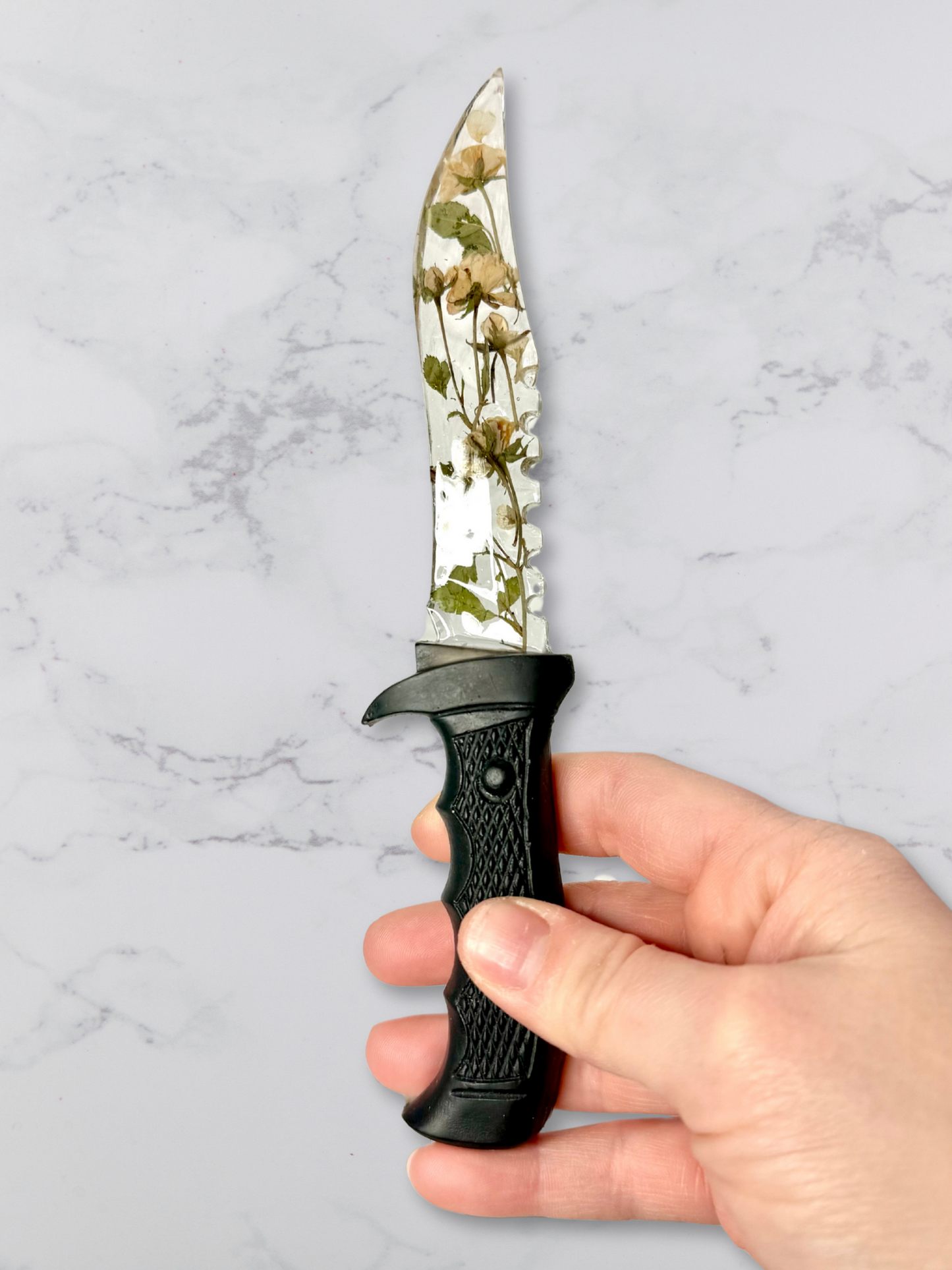 Rose and Black Resin Fake Knife - MADE TO ORDER