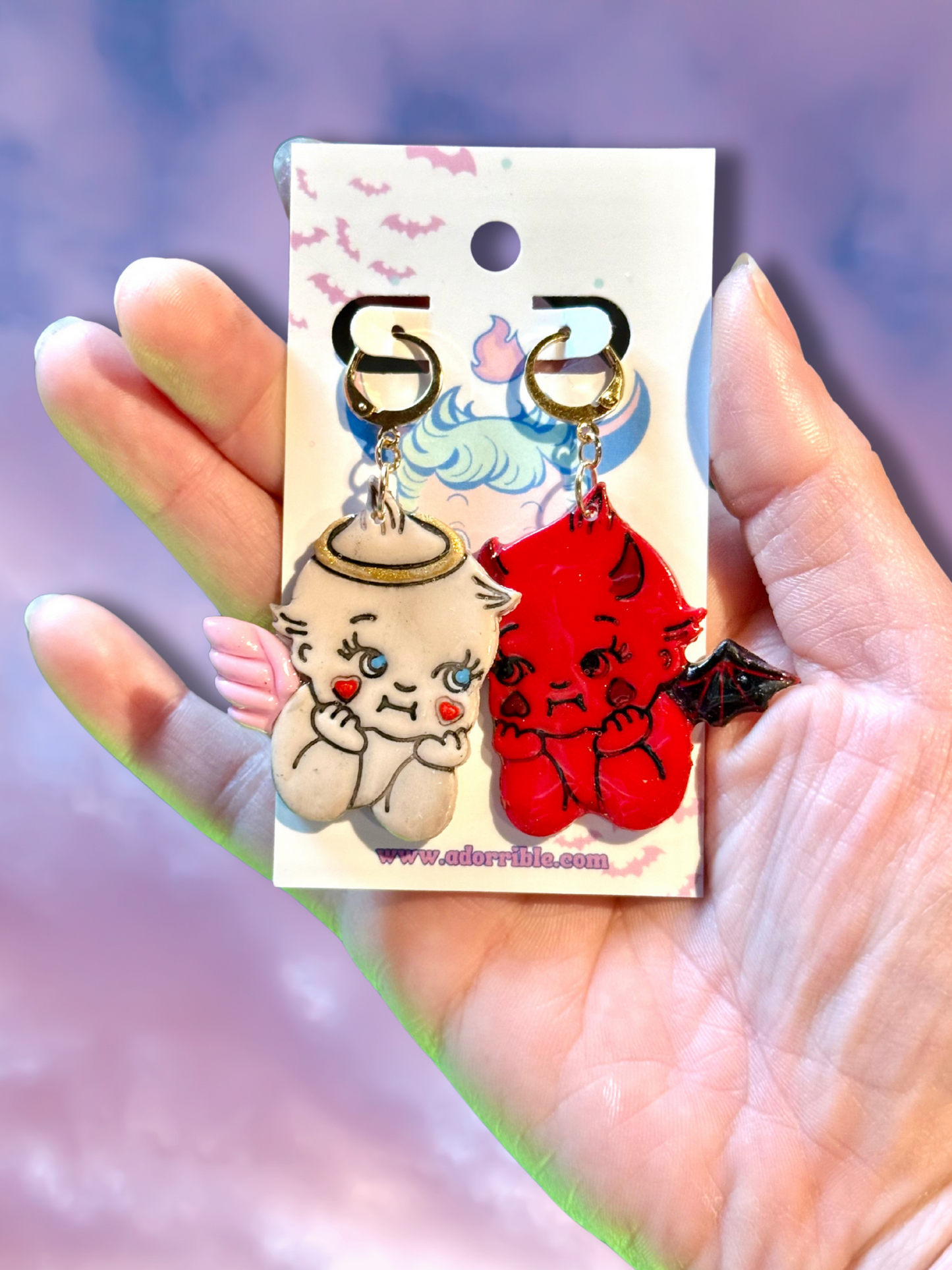 Angel vs Devil Kewpie Baby Doll Earrings