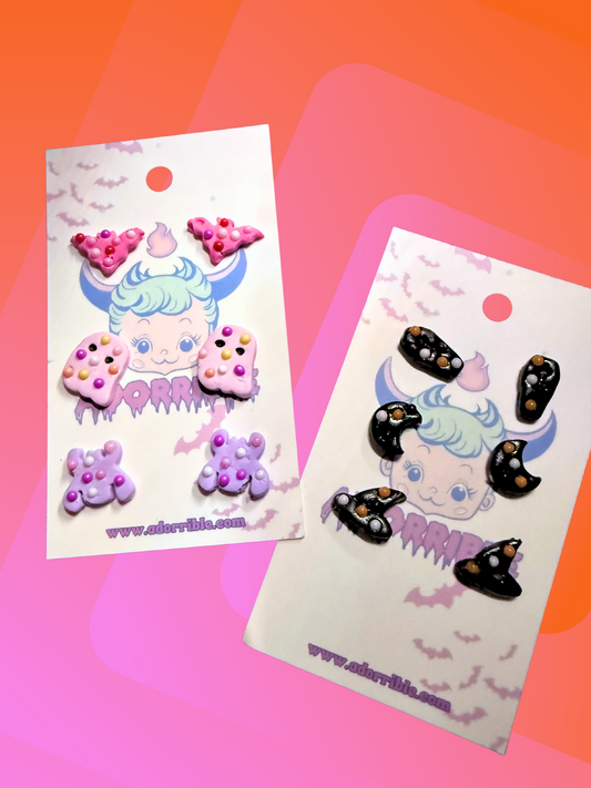 Mini Halloween Themed Frosted Cookie Earring Sets