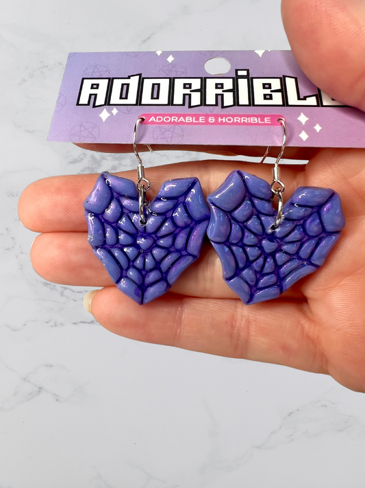 Heart Shaped Web Polymer Clay Earrings