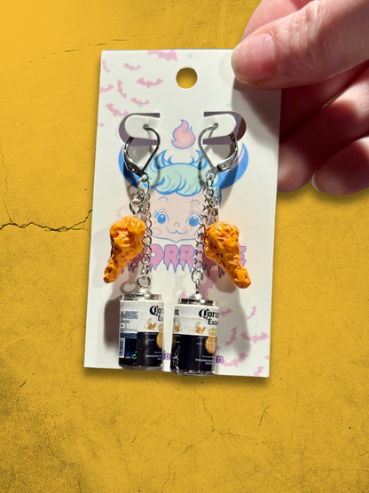 Chicken and Beer Dangle Earrings