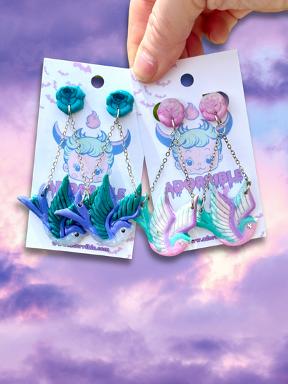 Swallow Bird Traditional Tattoo Inspired Earrings