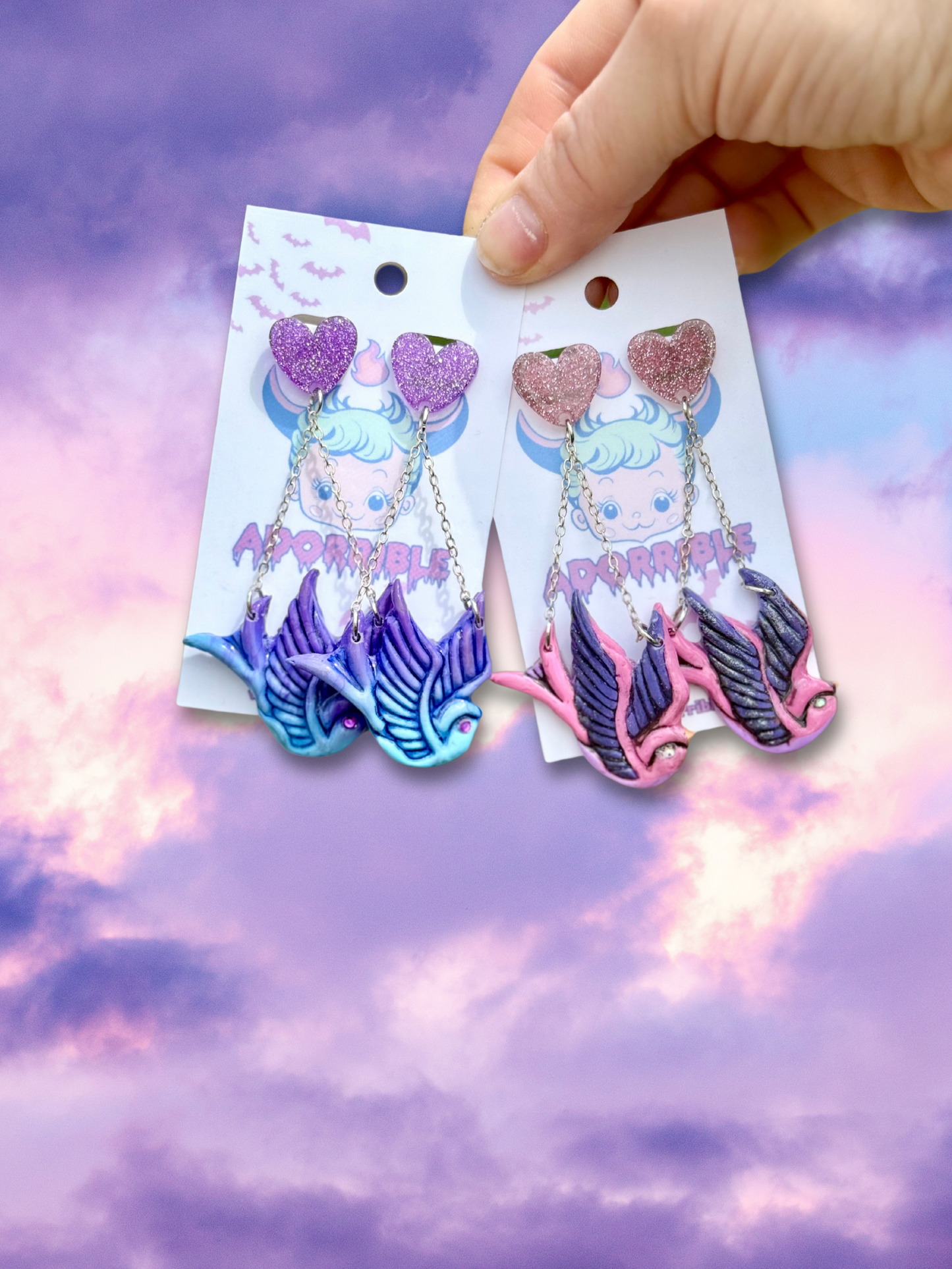 Swallow Bird Traditional Tattoo Inspired Earrings