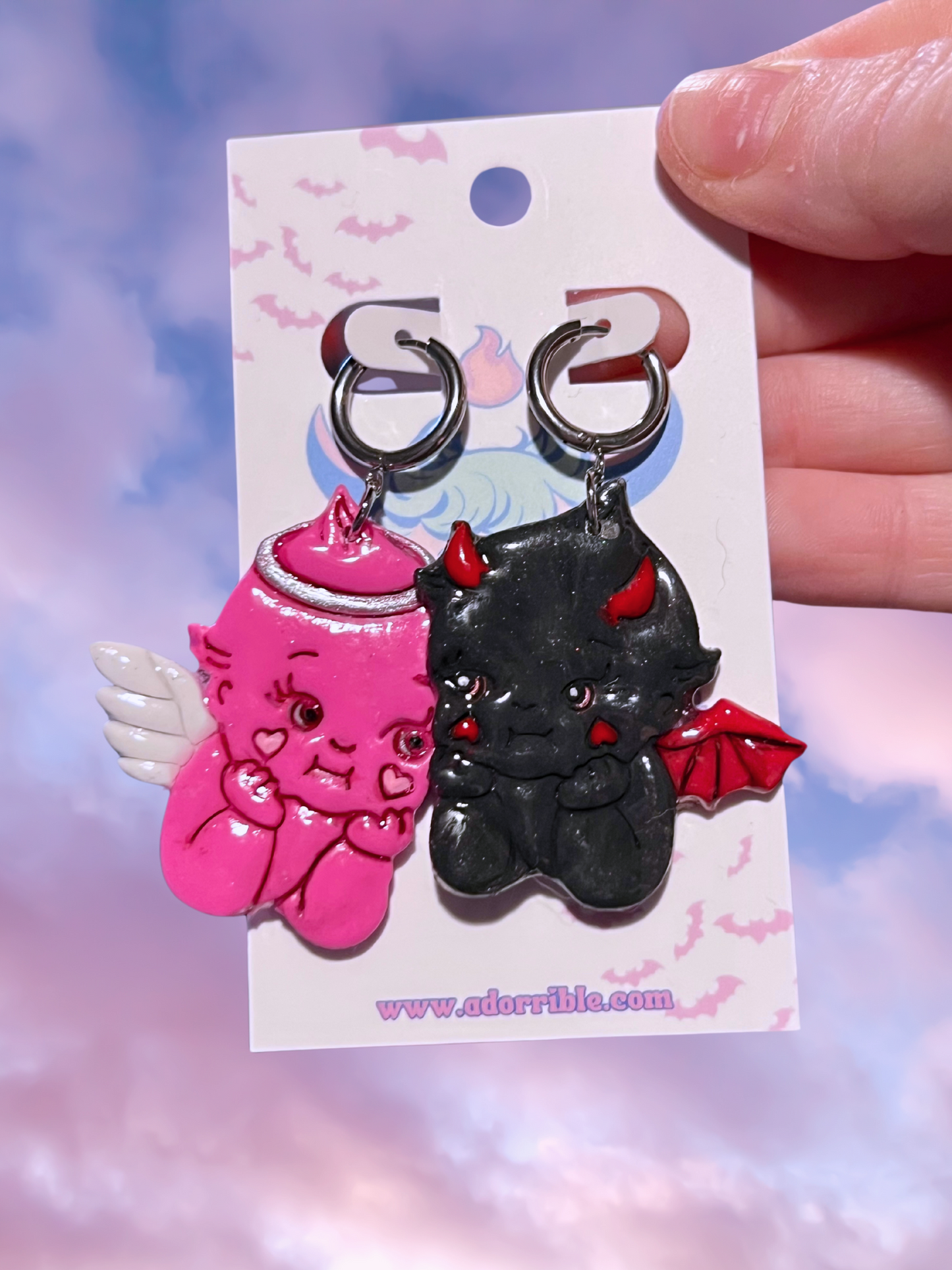 Angel vs Devil Kewpie Baby Doll Earrings