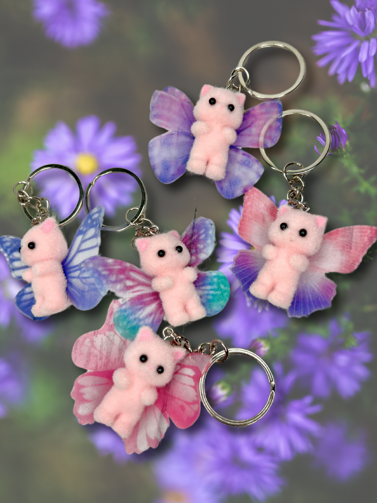 Butterfly Wing Cat Keychains