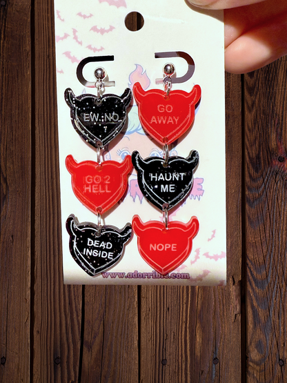 Devilish Conversation Heart Earrings