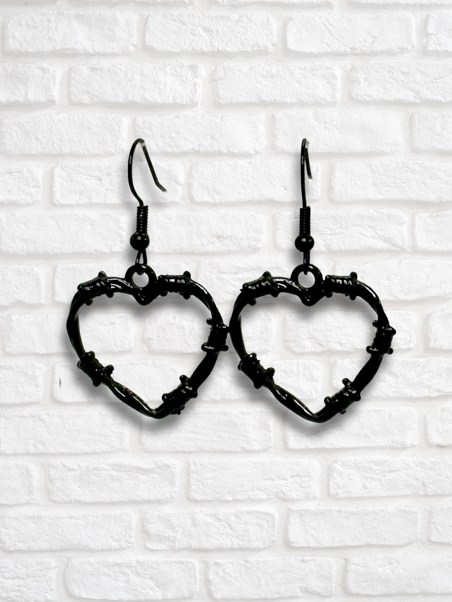 Barbed Wire Heart Metal Earrings