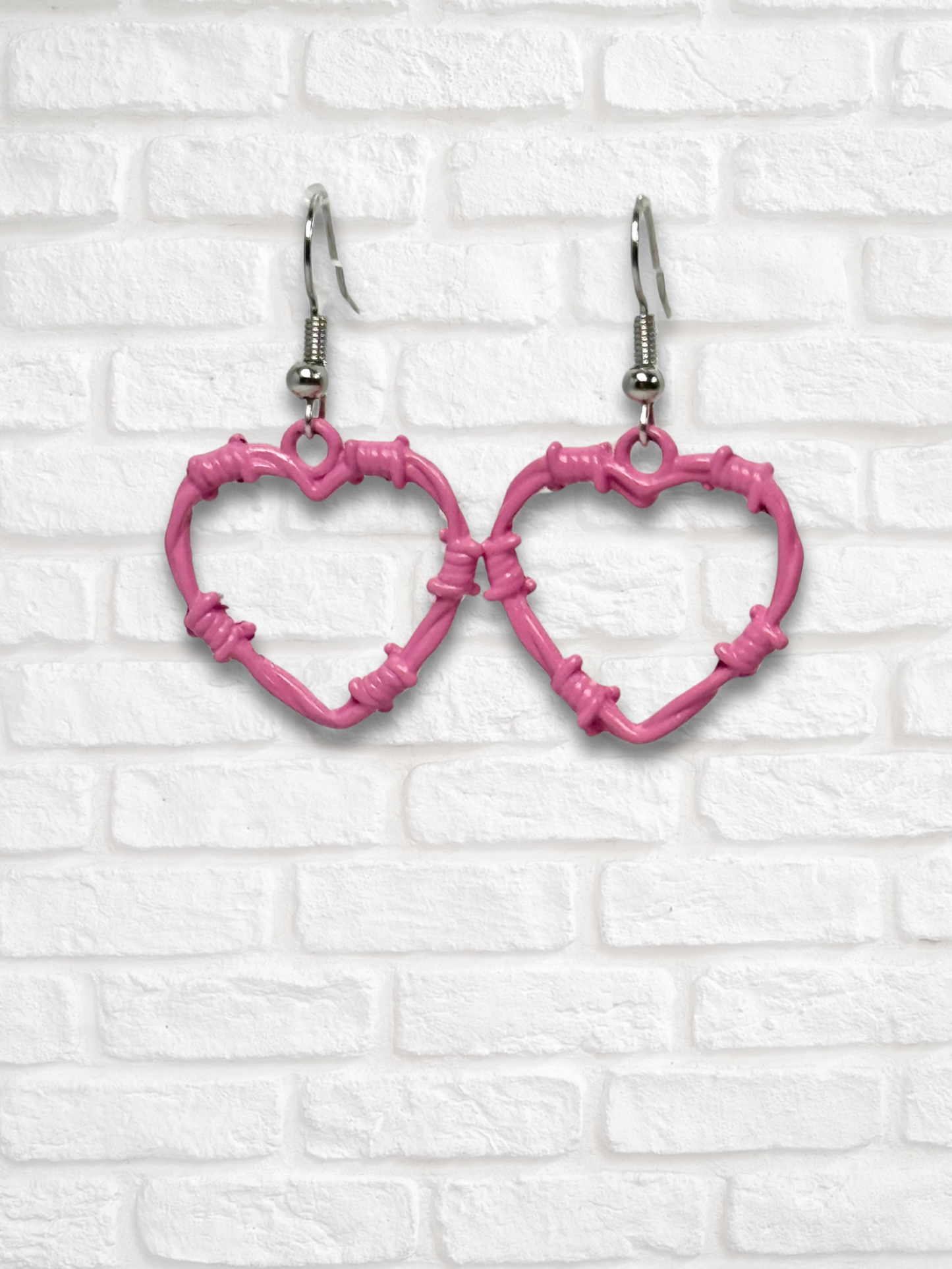 Barbed Wire Heart Metal Earrings