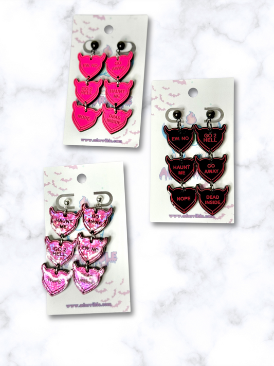 Devilish Conversation Heart Earrings