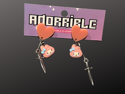 Kawaii Cutie Earrings with HK Characters and Metal Charms