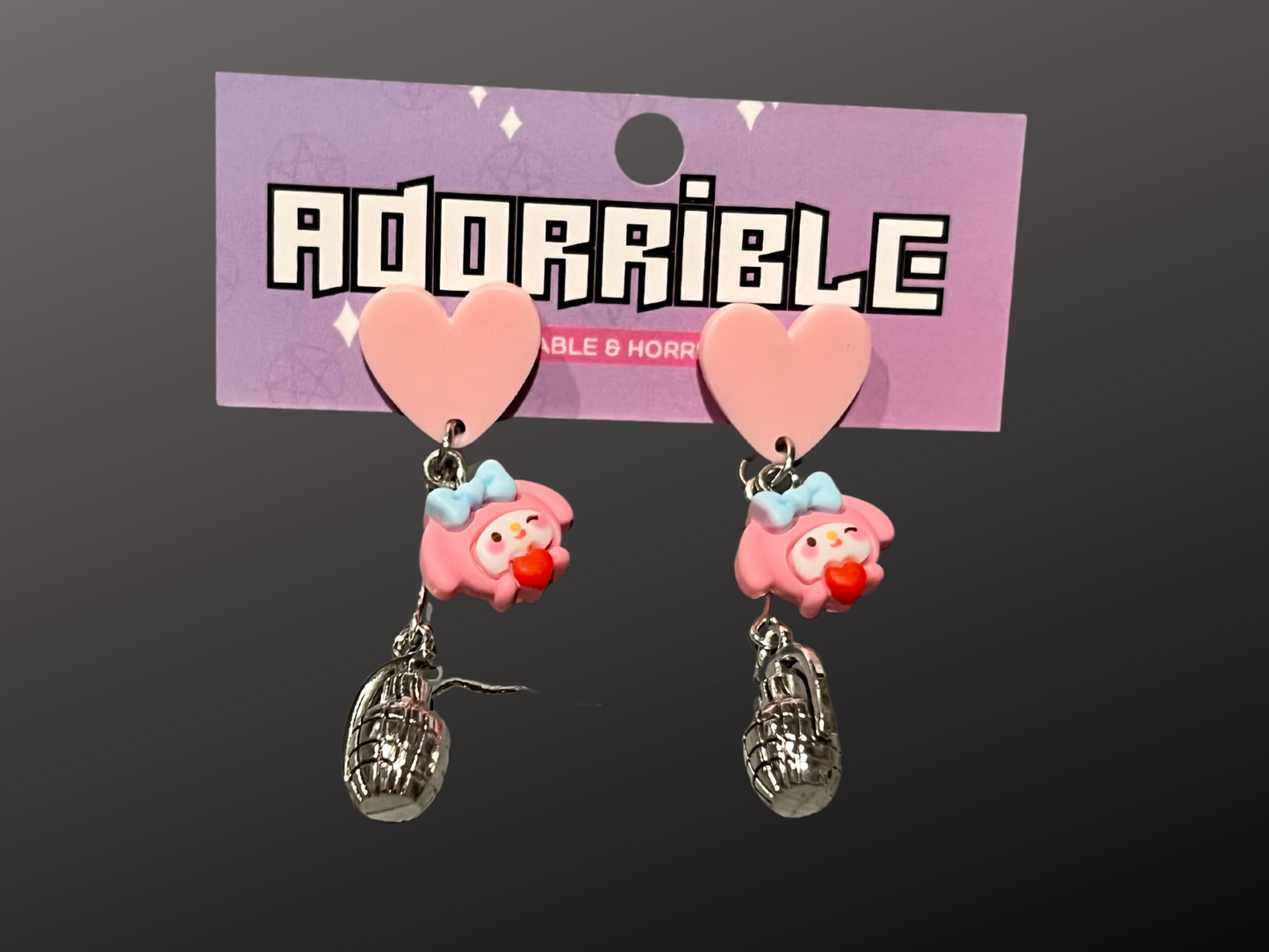 Kawaii Cutie Earrings with HK Characters and Metal Charms