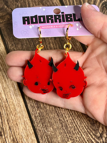 Acrylic Retro Kewpie Devil Earrings - Adorrible