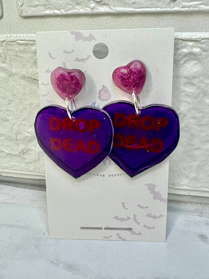 Anti Valentines Day Large Candy Heart Stud Earrings - Adorrible