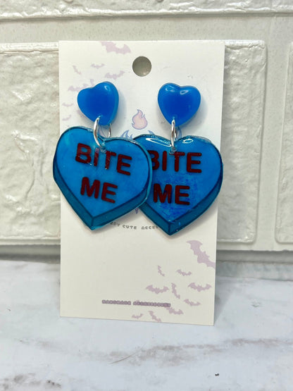 Anti Valentines Day Large Candy Heart Stud Earrings - Adorrible