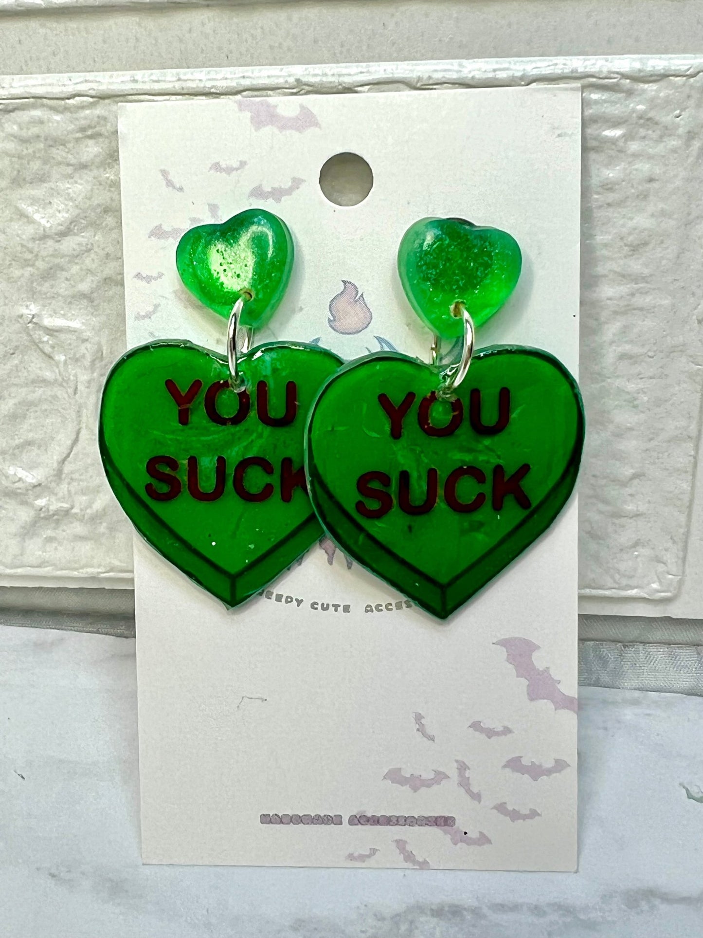 Anti Valentines Day Large Candy Heart Stud Earrings - Adorrible