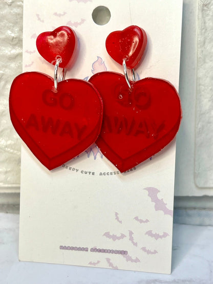 Anti Valentines Day Large Candy Heart Stud Earrings - Adorrible