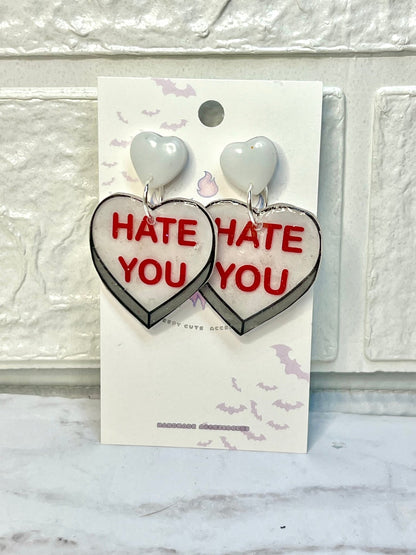 Anti Valentines Day Large Candy Heart Stud Earrings - Adorrible