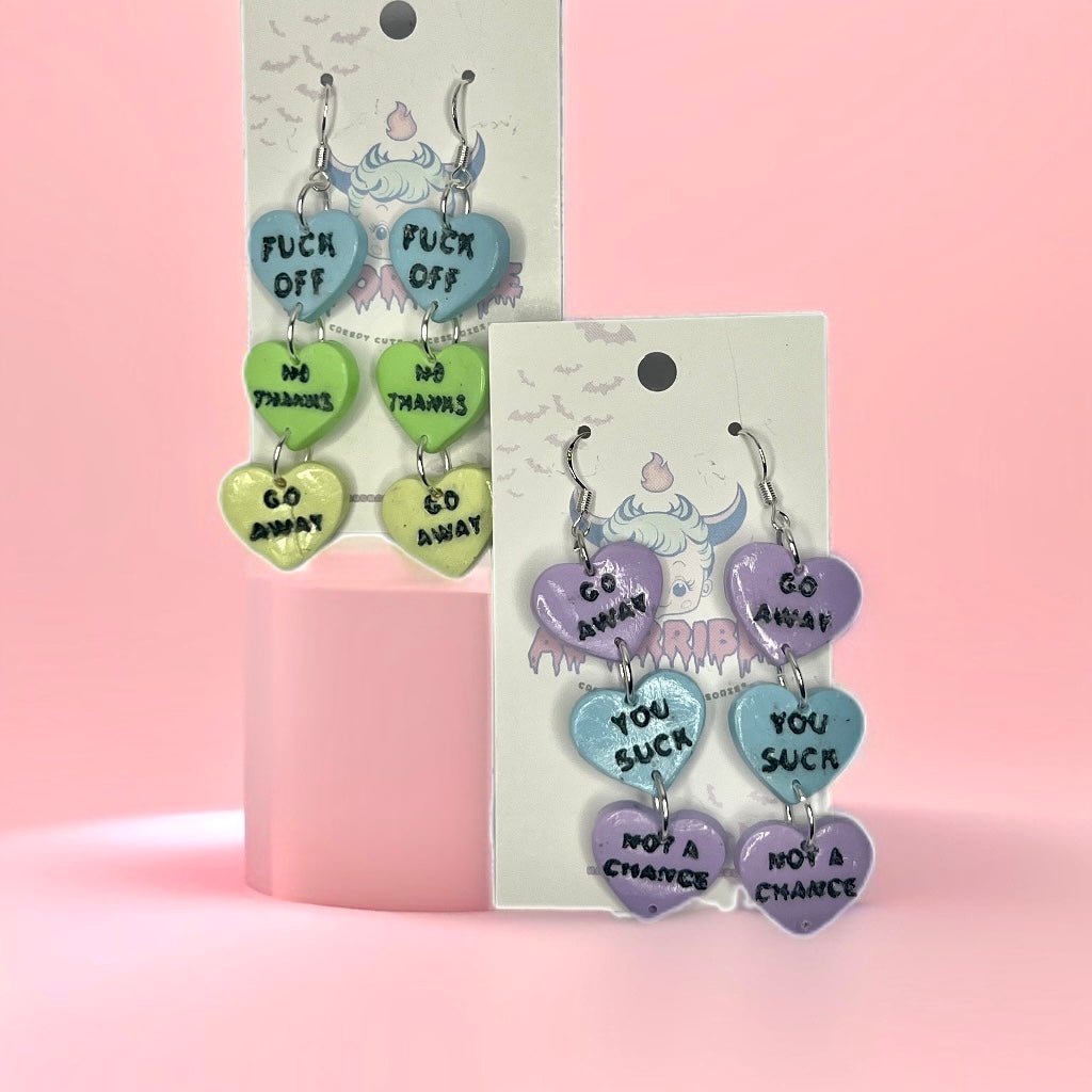 Anti Valentines Tiered Candy Dangle Earrings - Adorrible