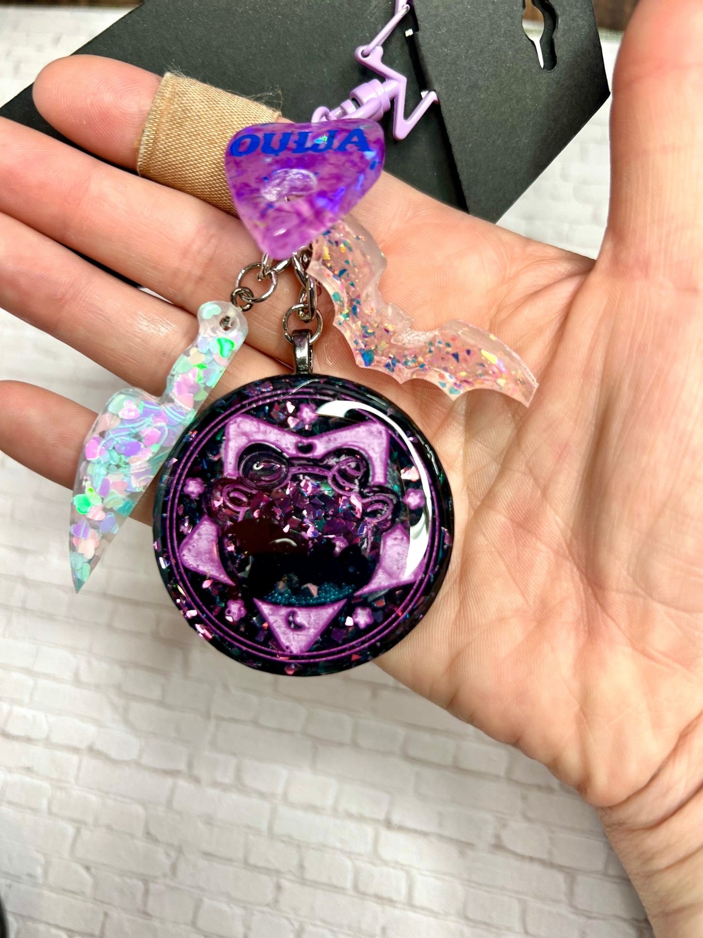 Baphomet Shaker Globe Keychains with Cute Spooky Charms - Adorrible