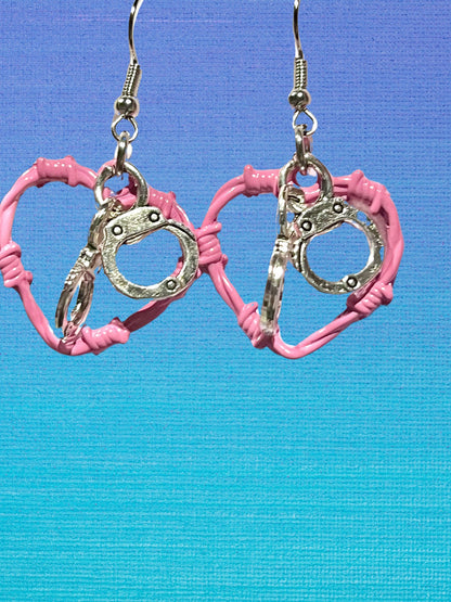 Barbed Wire Charm Heart Earrings - Adorrible