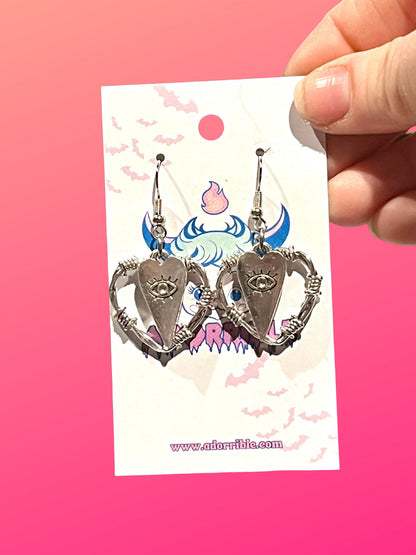 Barbed Wire Charm Heart Earrings - Adorrible