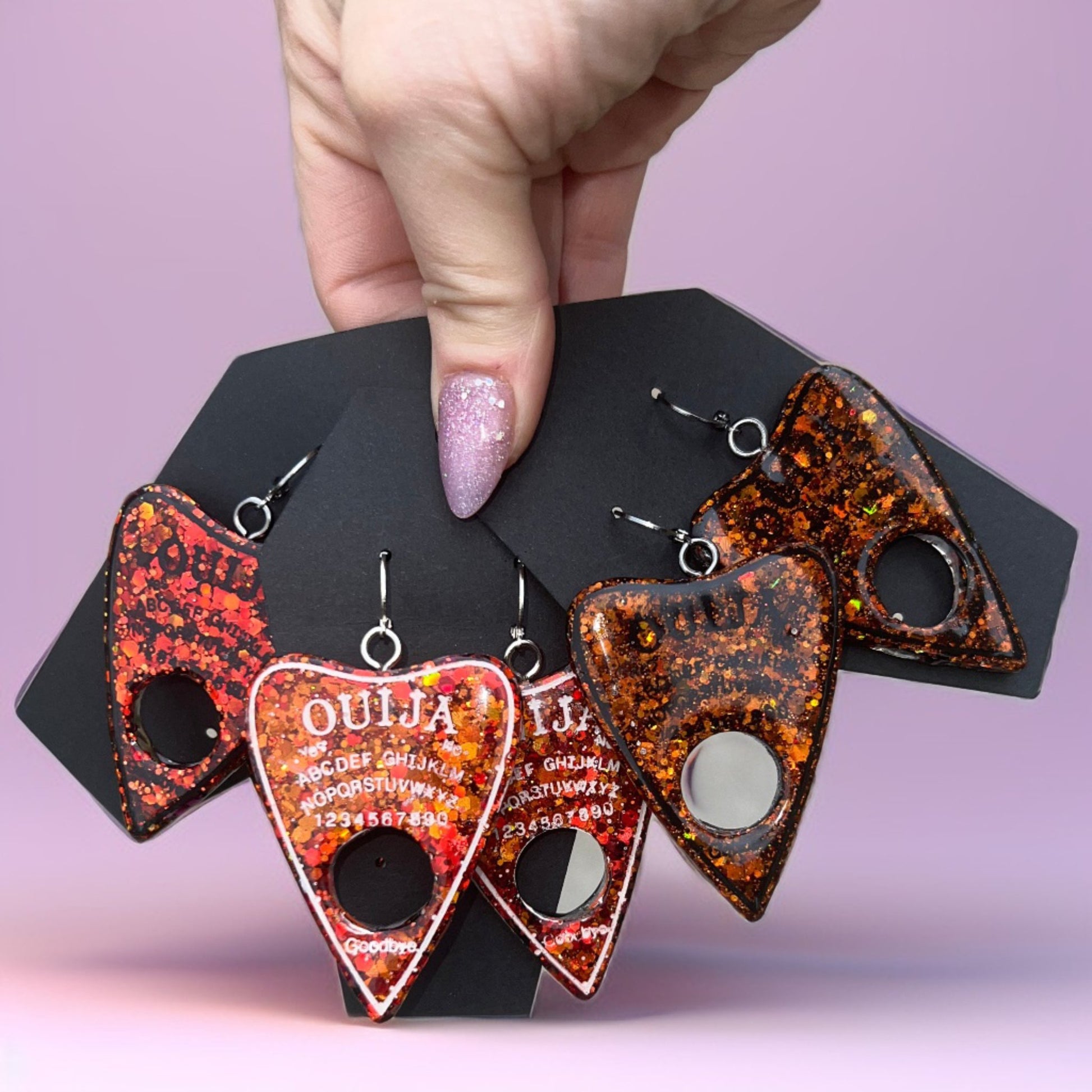 Chunk Glitter Ouija Planchette Earrings - Adorrible