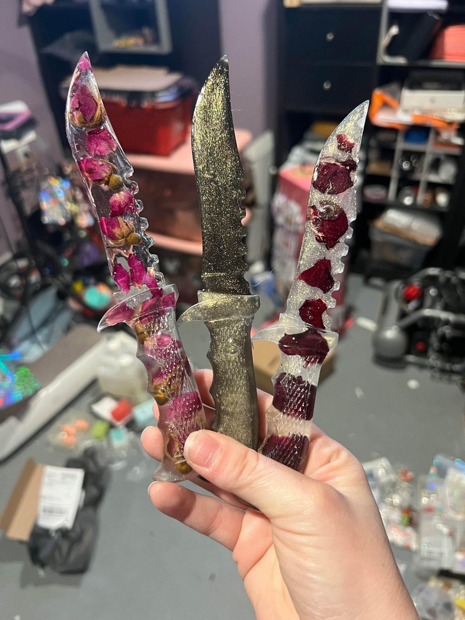 Clear Petal Bud Resin Fake Dagger - Adorrible