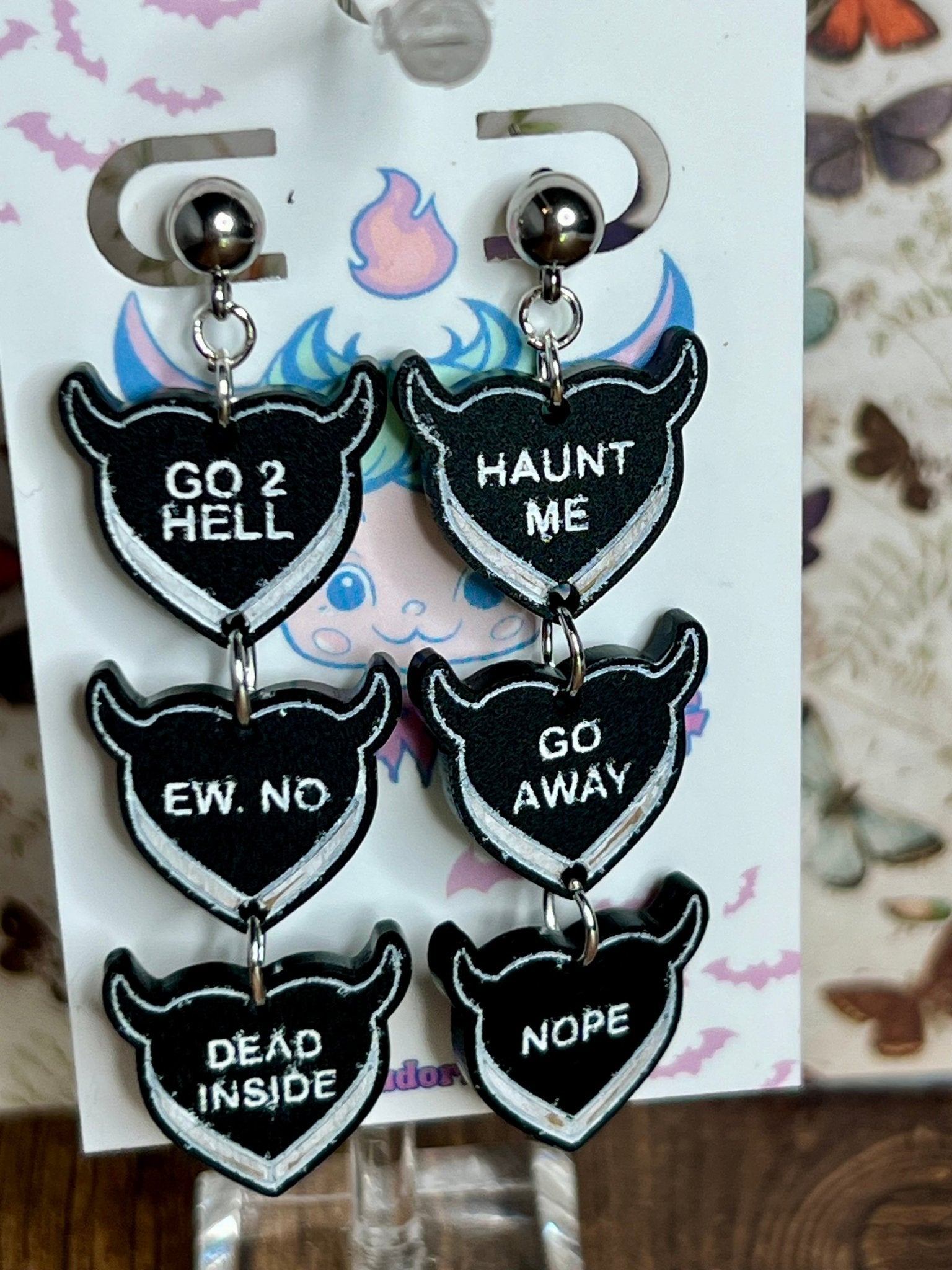 Devilish Conversation Heart Earrings - Adorrible