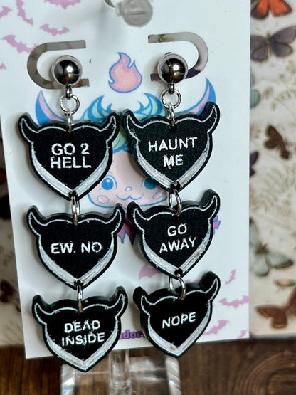 Devilish Conversation Heart Earrings - Adorrible