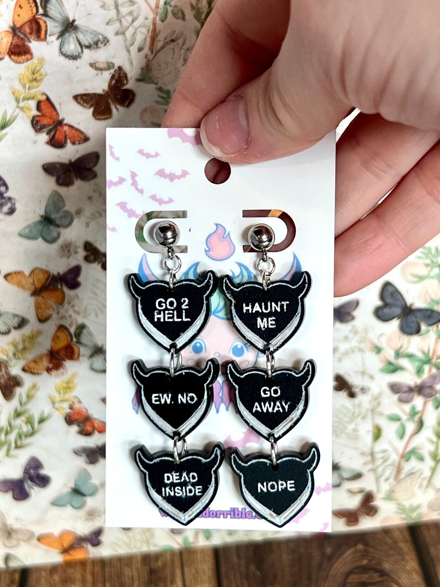 Devilish Conversation Heart Earrings - Adorrible