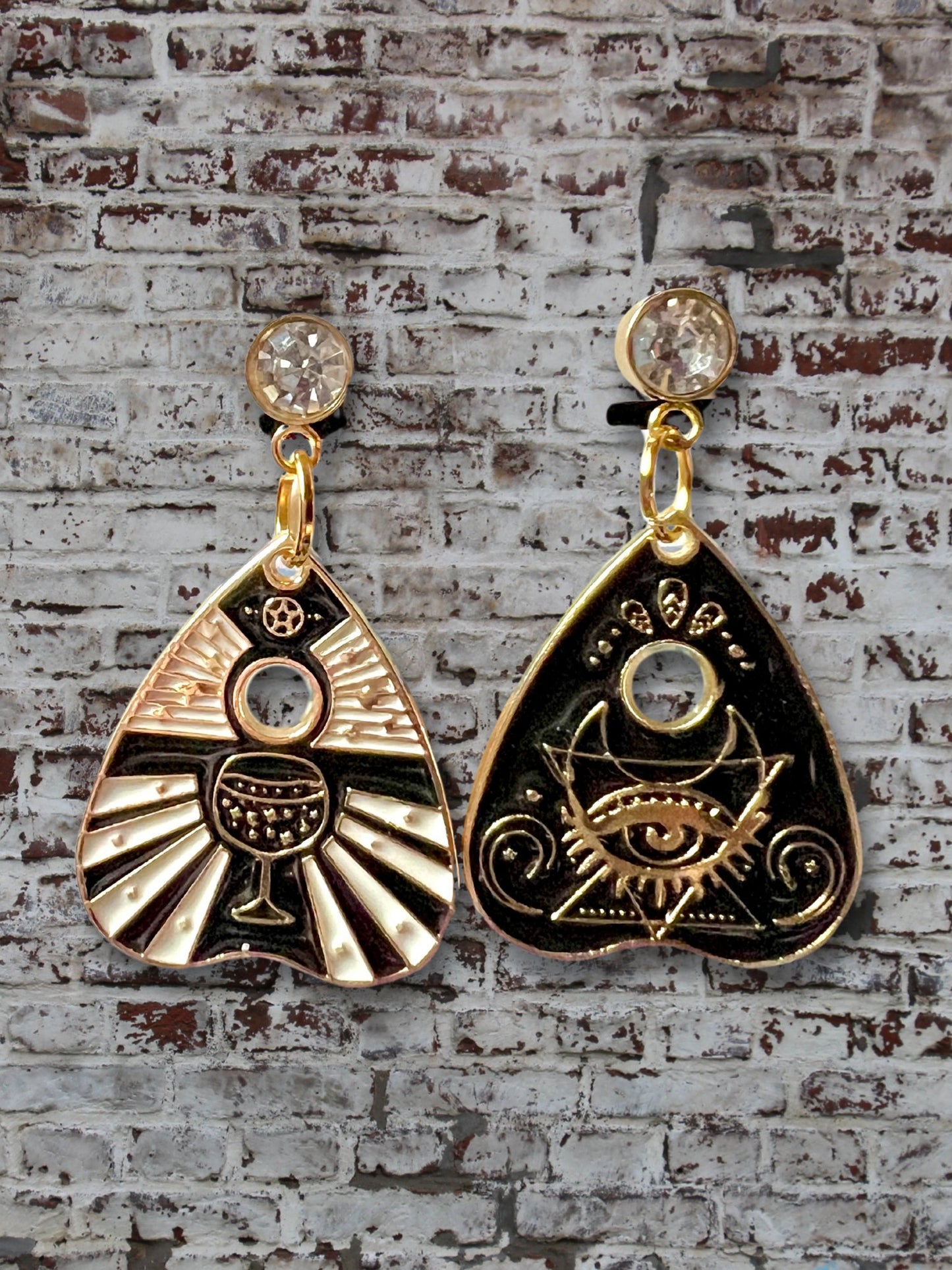 Enamel Ouija Stud Dangle Earrings - Adorrible