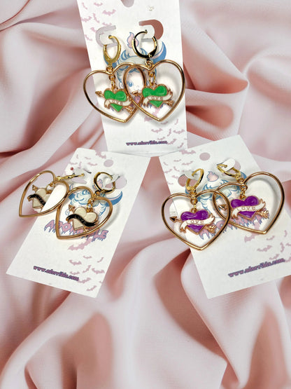 Gold Heart Banner Hallow Earrings - Adorrible