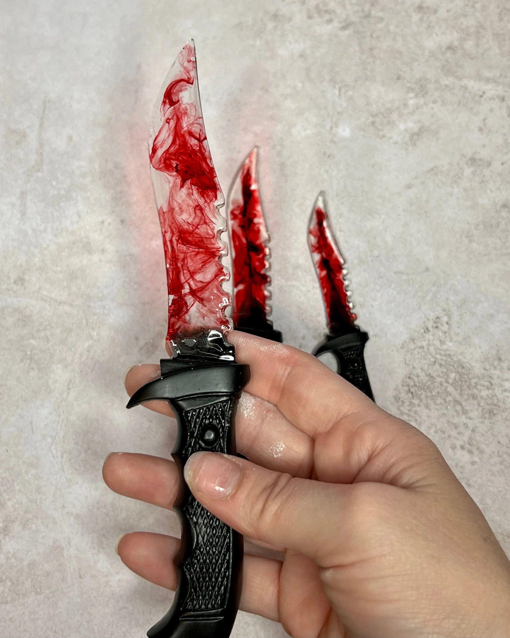 Halloween Horror Movie Themed Blood Red Resin Decorative Fake Knife - MADE TO ORDER - Adorrible