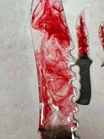 Halloween Horror Movie Themed Blood Red Resin Decorative Fake Knife - MADE TO ORDER - Adorrible