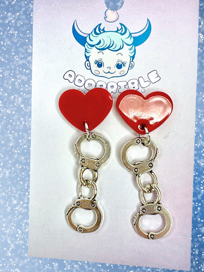 Heart Handcuff Stud Earrings - Adorrible