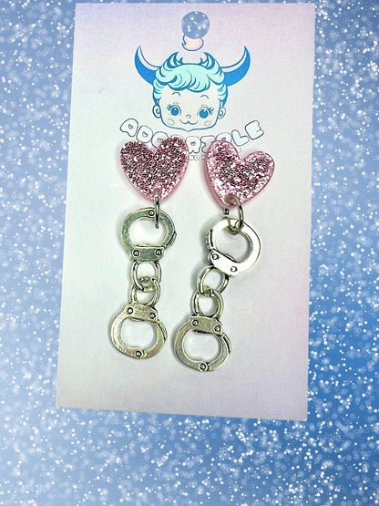 Heart Handcuff Stud Earrings - Adorrible