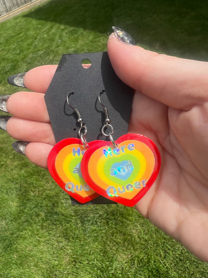 Queer Pride Heart Earrings