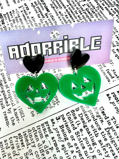 Jack - o - Lantern Heart Shaped Earrings - Adorrible