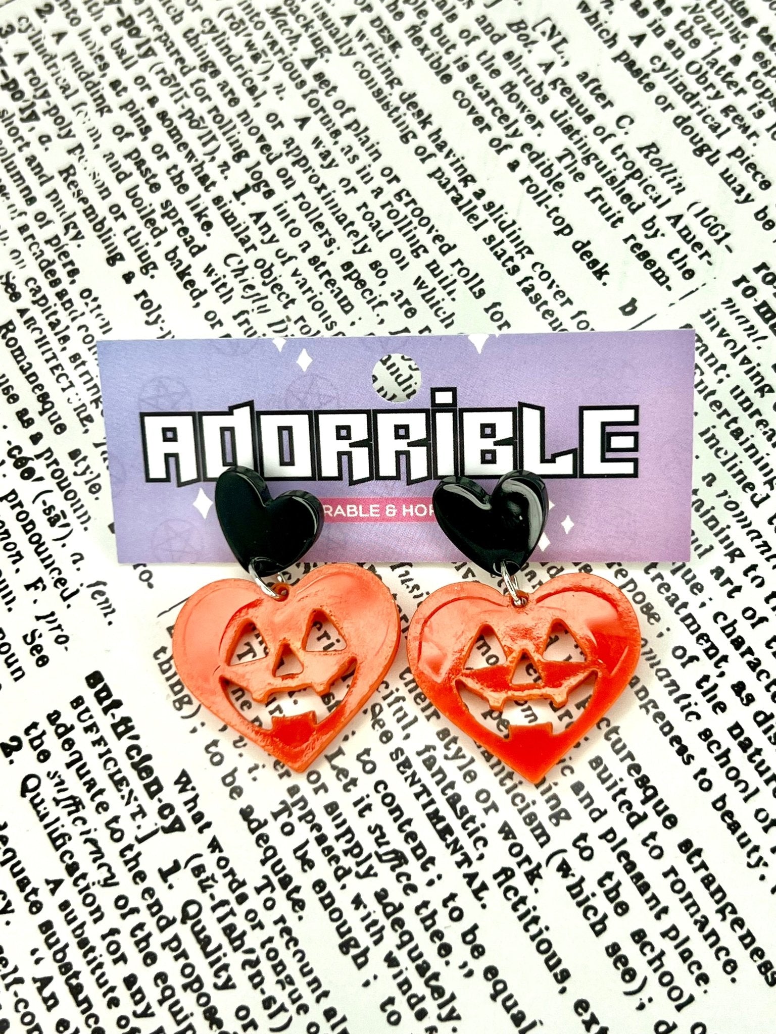 Jack - o - Lantern Heart Shaped Earrings - Adorrible