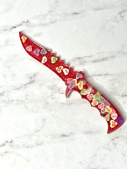 Lil Hater Anti Valentines Heart Glitter Resin Fake Dagger - Adorrible