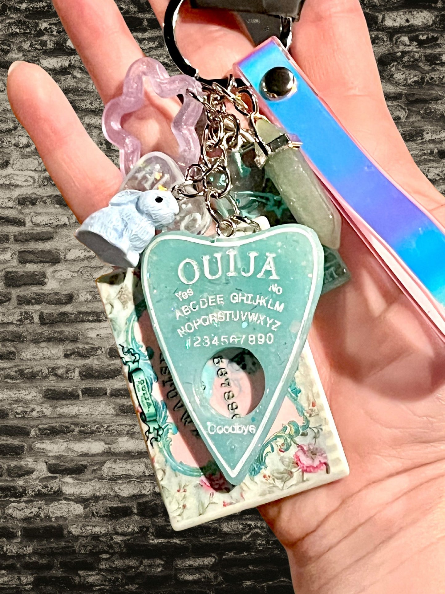 Ouija Board Keychain with Wristlet and Spooky Charms - Adorrible