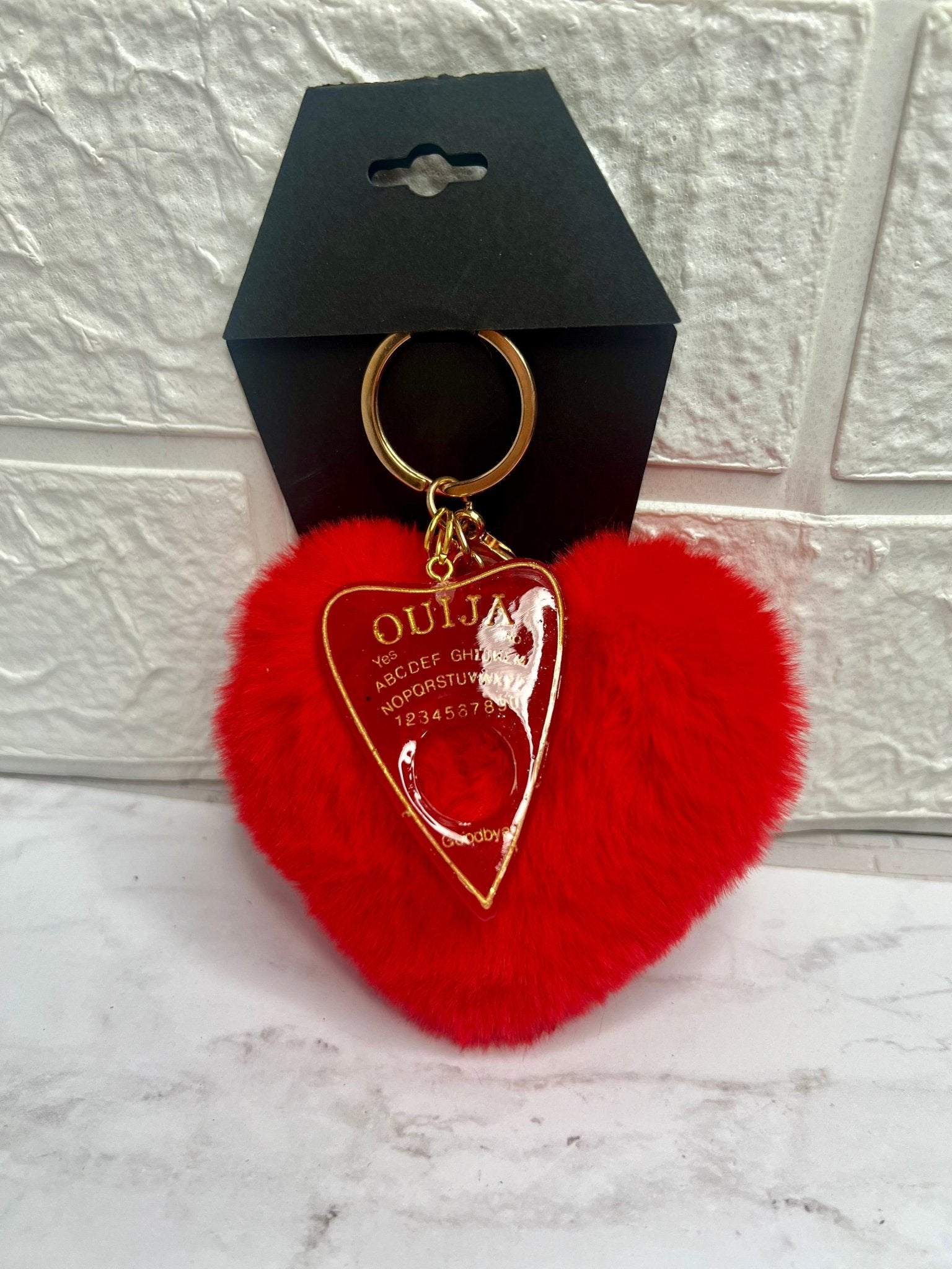 Ouija Planchette with Heart Puff Keychain - Adorrible