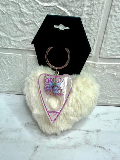 Ouija Planchette with Heart Puff Keychain - Adorrible