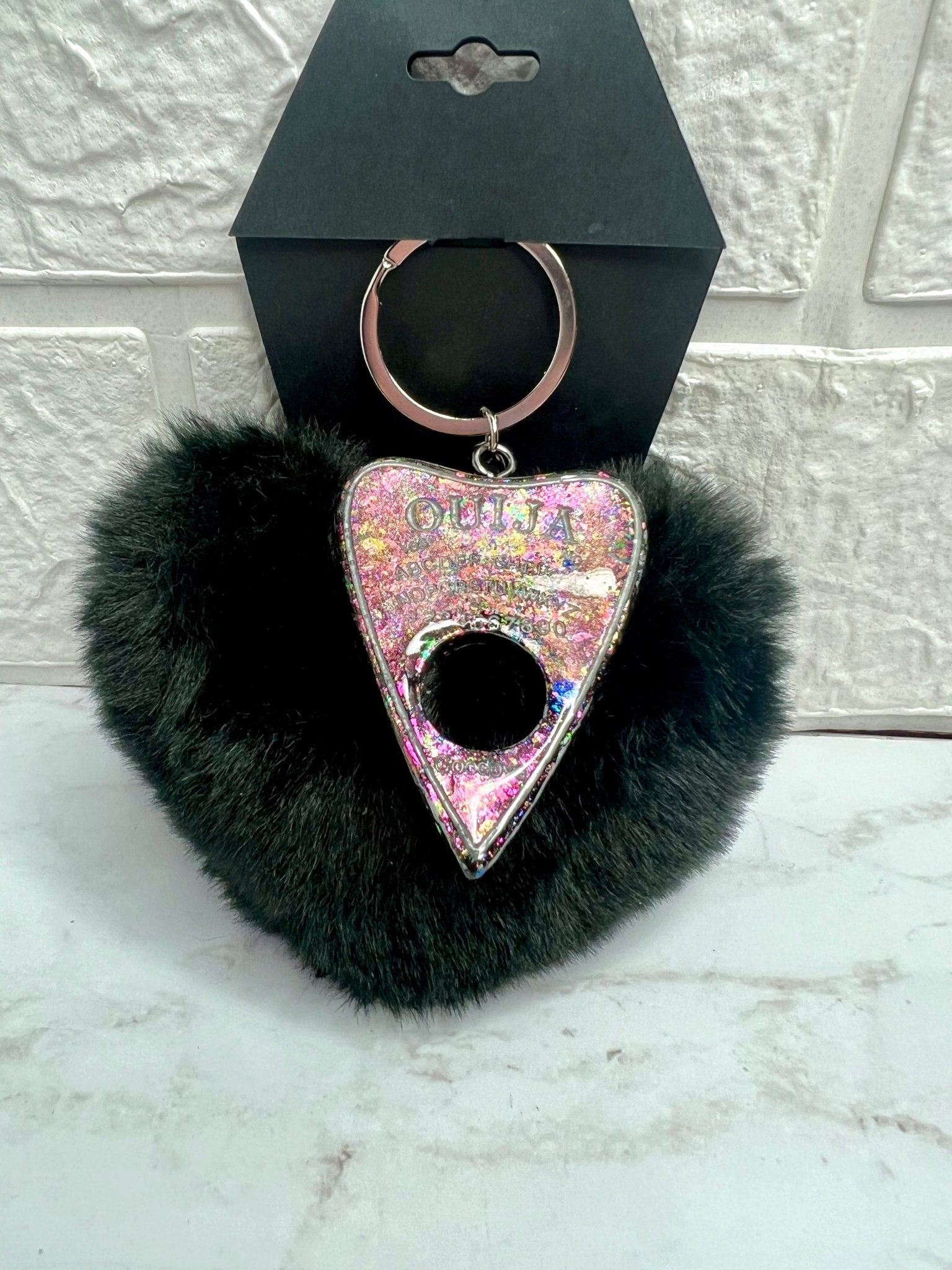 Ouija Planchette with Heart Puff Keychain - Adorrible