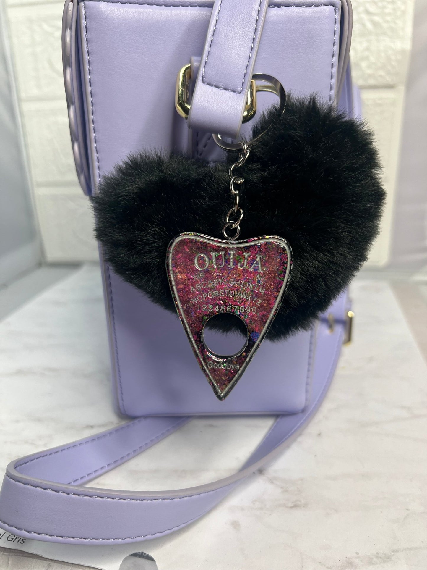 Ouija Planchette with Heart Puff Keychain - Adorrible